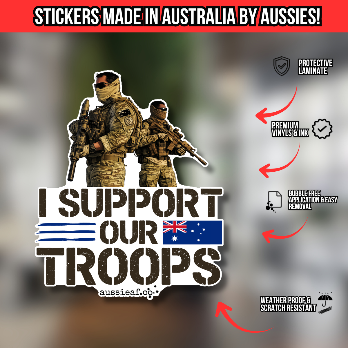I Support Our Troops UV Vinyl Bumper Sticker [Limited Edition]