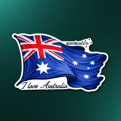 I Love Australia, Australian Flag UV Vinyl Bumper Sticker [Limited Edition]
