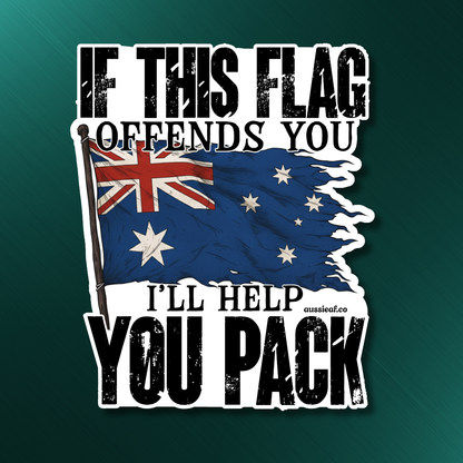 If This Flag Offends, I'll Help You Pack V2 Australian Flag UV Vinyl Bumper Sticker