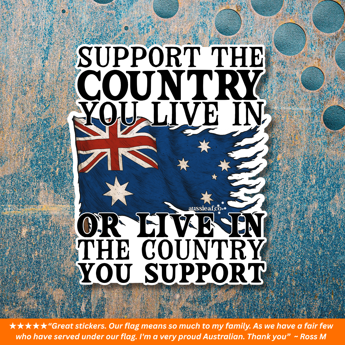 Support the Country V2 Australian Flag UV Vinyl Bumper Sticker