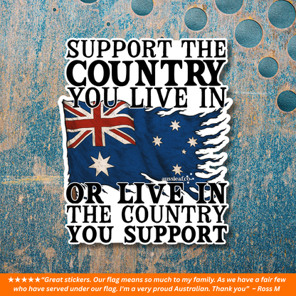 Support the Country V2 Australian Flag UV Vinyl Bumper Sticker