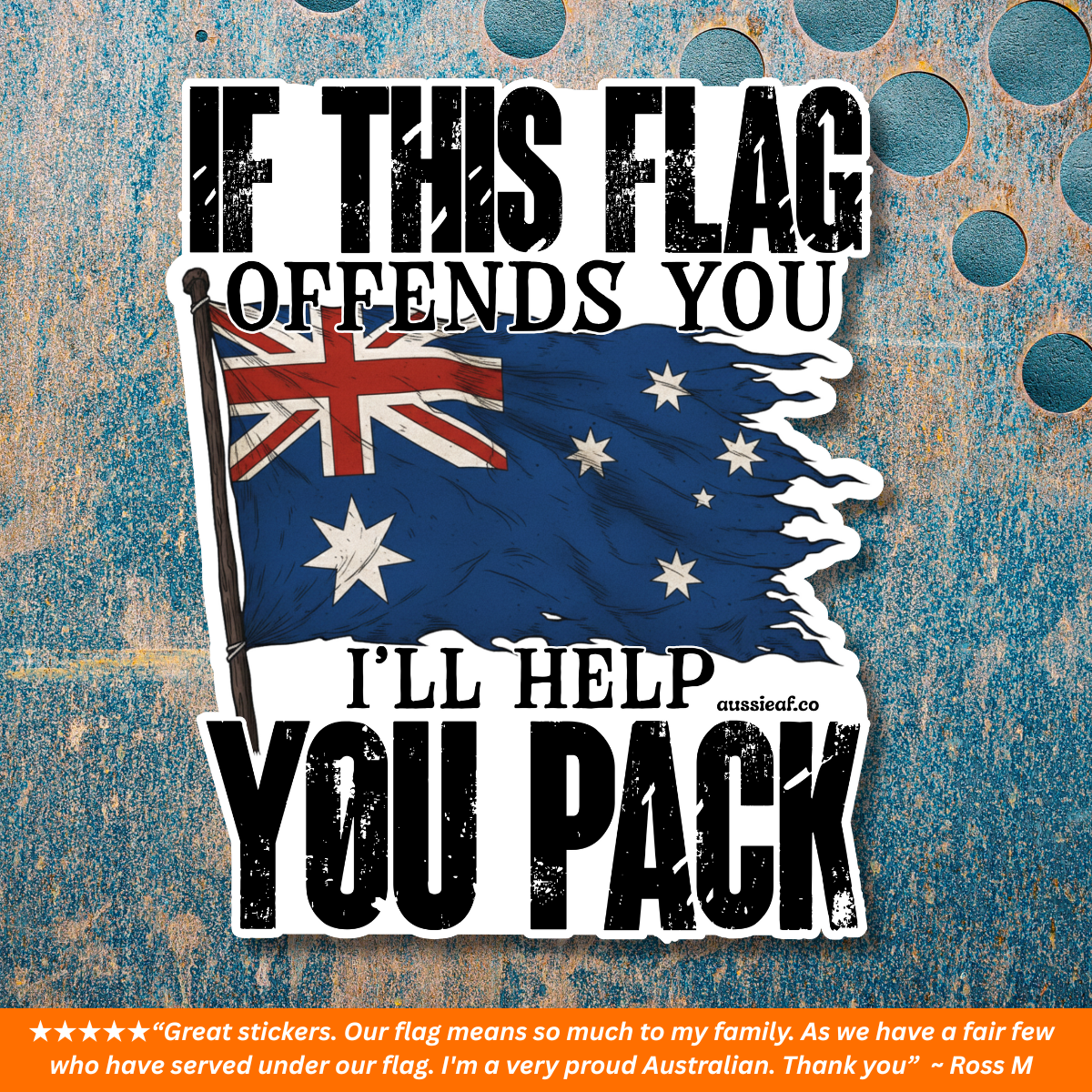 If This Flag Offends, I'll Help You Pack V2 Australian Flag UV Vinyl Bumper Sticker