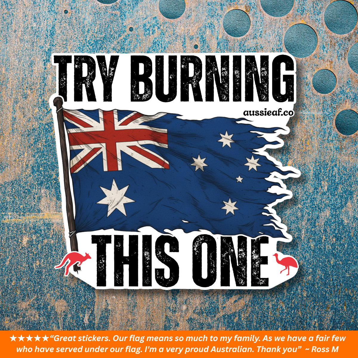 Try Burning This One V2 Australian Flag UV Vinyl Bumper Sticker [Limited Edition]