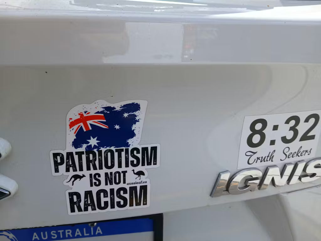 Patriotism is not Racism Australian Flag Car Bumper Sticker