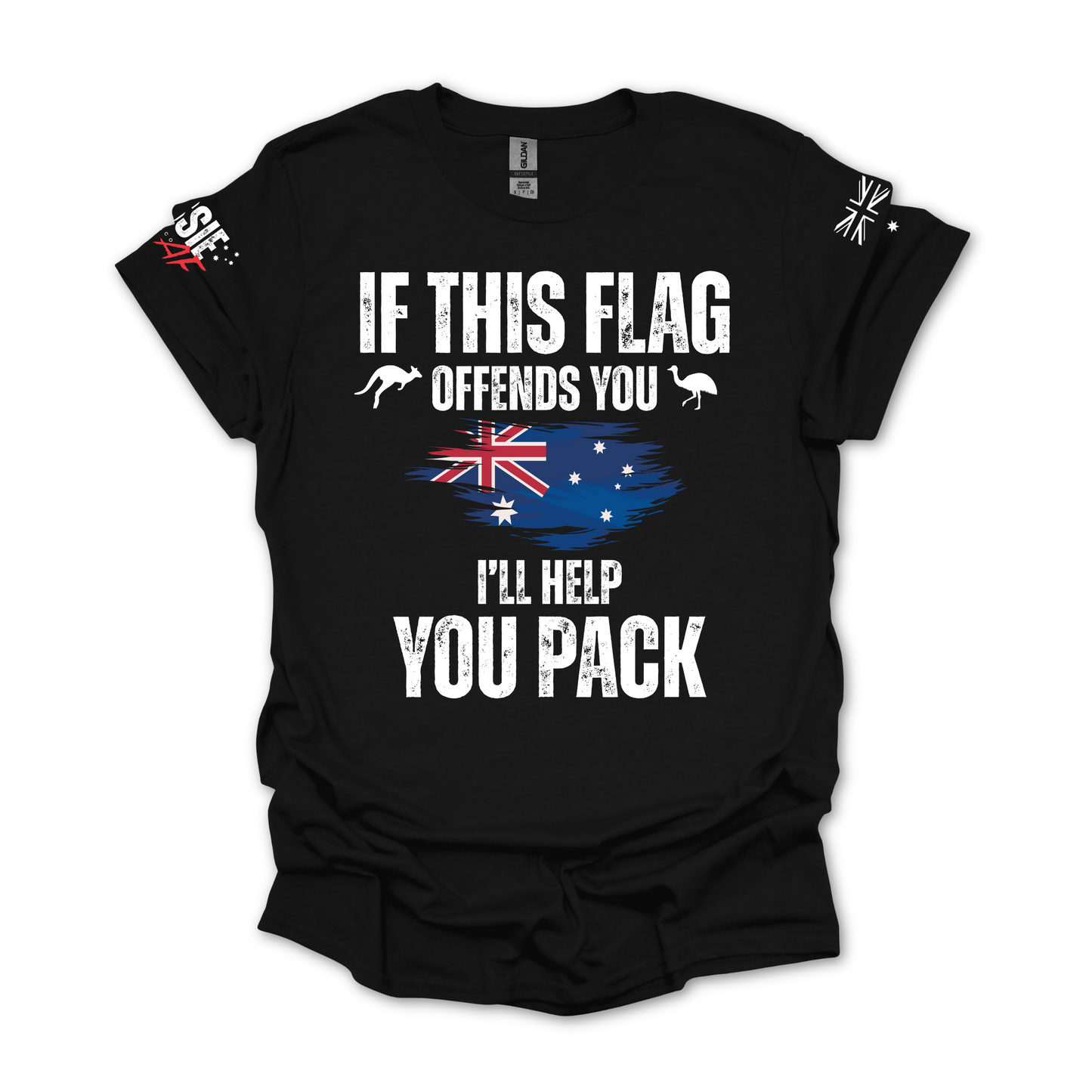 If This Flag Offends You Aussie Flag Patriot T-Shirt with Sleeve Printing