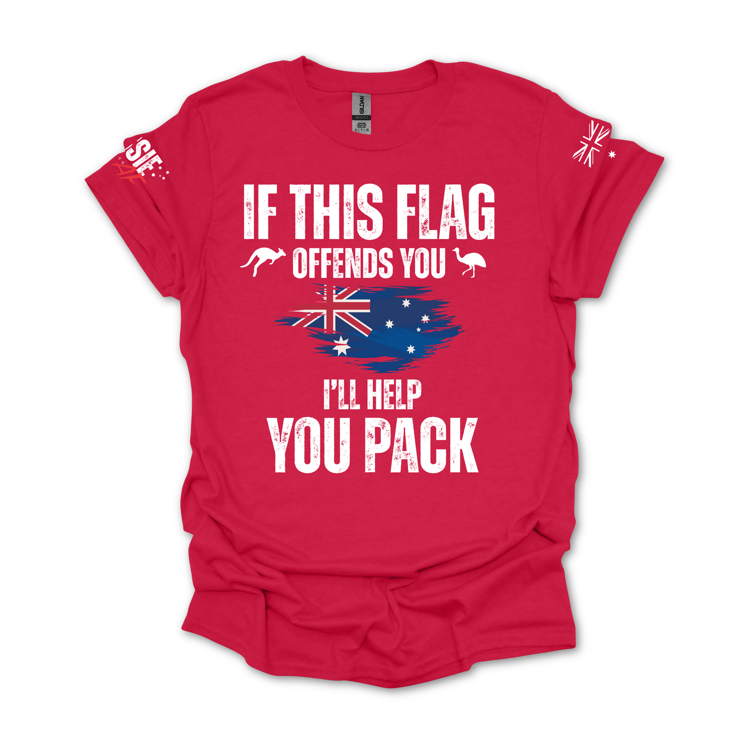 If This Flag Offends You Aussie Flag Patriot T-Shirt with Sleeve Printing