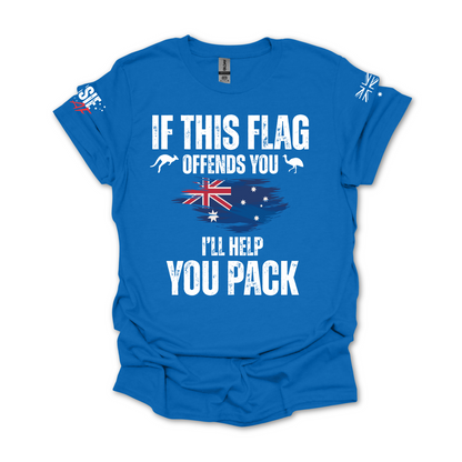 If This Flag Offends You Aussie Flag Patriot T-Shirt with Sleeve Printing