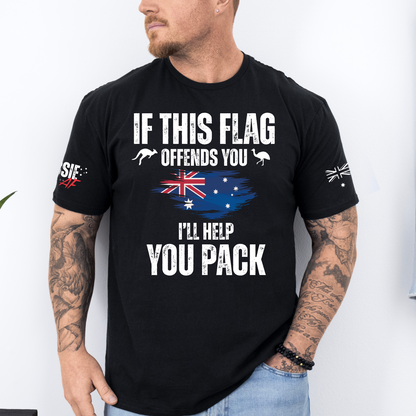 If This Flag Offends You Aussie Flag Patriot T-Shirt with Sleeve Printing