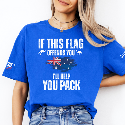 If This Flag Offends You Aussie Flag Patriot T-Shirt with Sleeve Printing