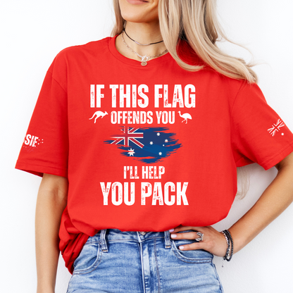 If This Flag Offends You Aussie Flag Patriot T-Shirt with Sleeve Printing