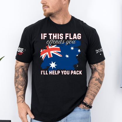 If This Flag Offends You Australian Flag Patriot Unisex T-Shirt with Sleeve Printing