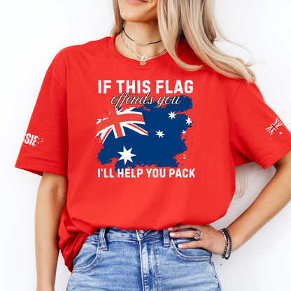 If This Flag Offends You Australian Flag Patriot Unisex T-Shirt with Sleeve Printing