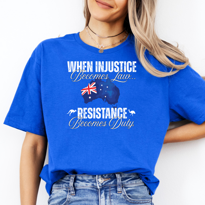 When Injustice Becomes Law Australian Flag Unisex Shirt V2