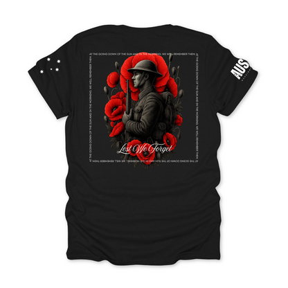 At The Going Down of the Sun Remembrance Day ANZAC Unisex BACK & Sleeve Printing