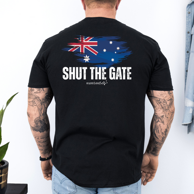Shut the Gate Unisex Back Print Shirt