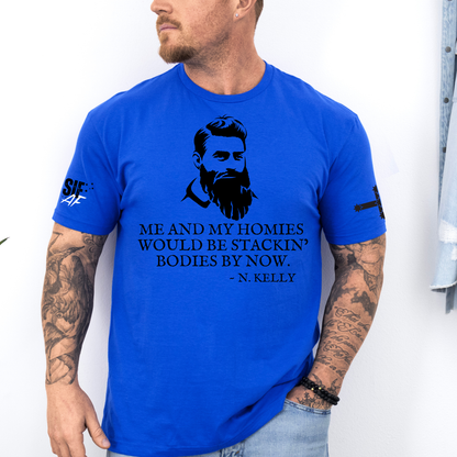 Ned Kelly Stacking Bodies Unisex FRONT & Sleeve Print Shirt