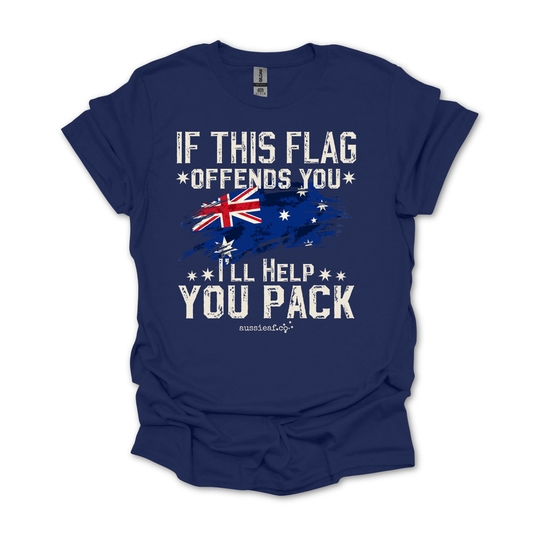 If This Flag Offends You, I'll Help You Pack Australian Flag Unisex FRONT Print Shirt