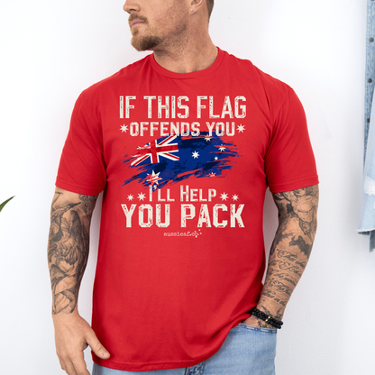 If This Flag Offends You, I'll Help You Pack Australian Flag Unisex FRONT Print Shirt