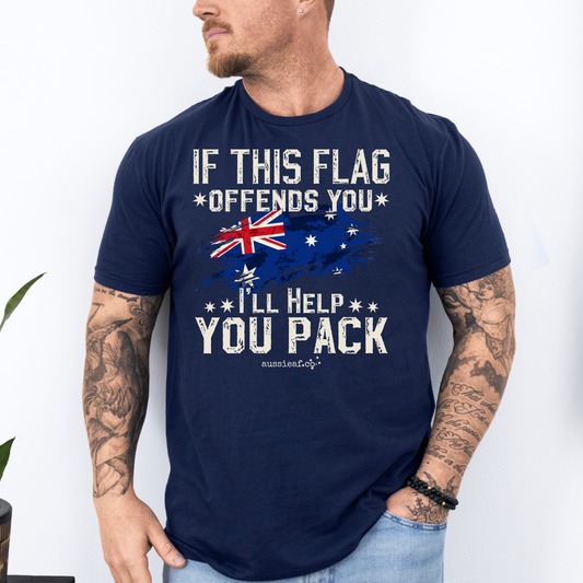 If This Flag Offends You, I'll Help You Pack Australian Flag Unisex FRONT Print Shirt