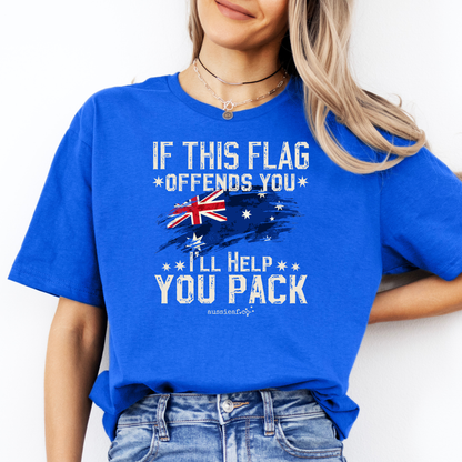 If This Flag Offends You, I'll Help You Pack Australian Flag Unisex FRONT Print Shirt