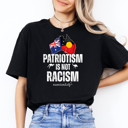 Patriotism Is not Racism Aboriginal/Australian Flag Unisex FRONT Print Shirt