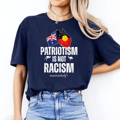 Patriotism Is not Racism Aboriginal/Australian Flag Unisex FRONT Print Shirt