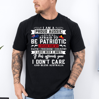 I am a Proud Aussie Aboriginal/Australian Flag Unisex FRONT Print Shirt