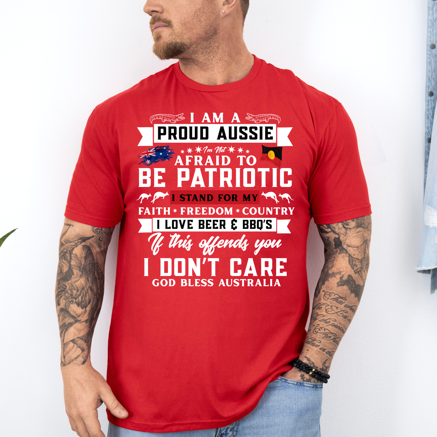 I am a Proud Aussie Aboriginal/Australian Flag Unisex FRONT Print Shirt