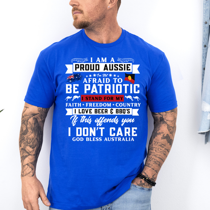 I am a Proud Aussie Aboriginal/Australian Flag Unisex FRONT Print Shirt