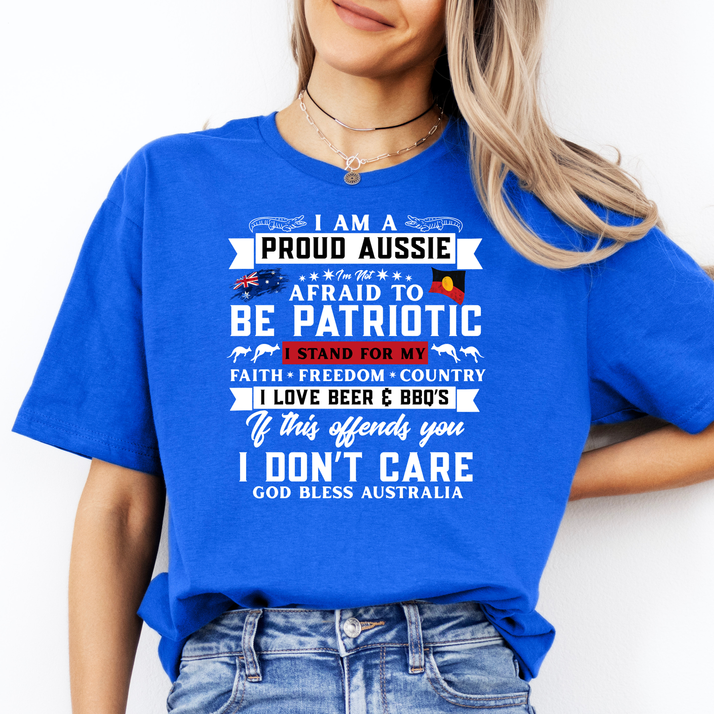 I am a Proud Aussie Aboriginal/Australian Flag Unisex FRONT Print Shirt