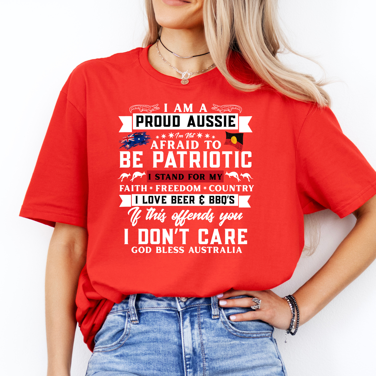I am a Proud Aussie Aboriginal/Australian Flag Unisex FRONT Print Shirt