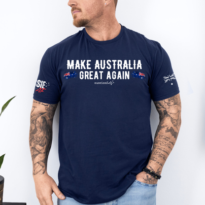 Make Australia Great Again Australian Flag Unisex T-Shirt with Sleeve Printing