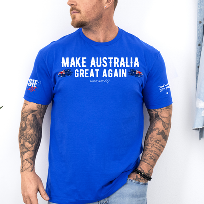 Make Australia Great Again Australian Flag Unisex T-Shirt with Sleeve Printing