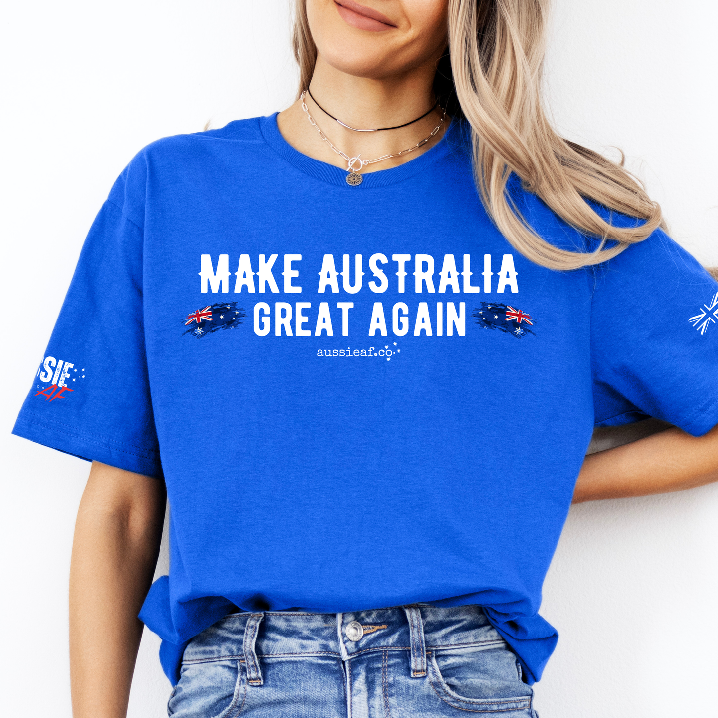 Make Australia Great Again Australian Flag Unisex T-Shirt with Sleeve Printing