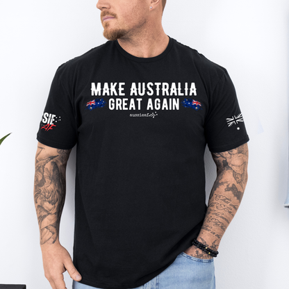 Make Australia Great Again Australian Flag Unisex T-Shirt with Sleeve Printing