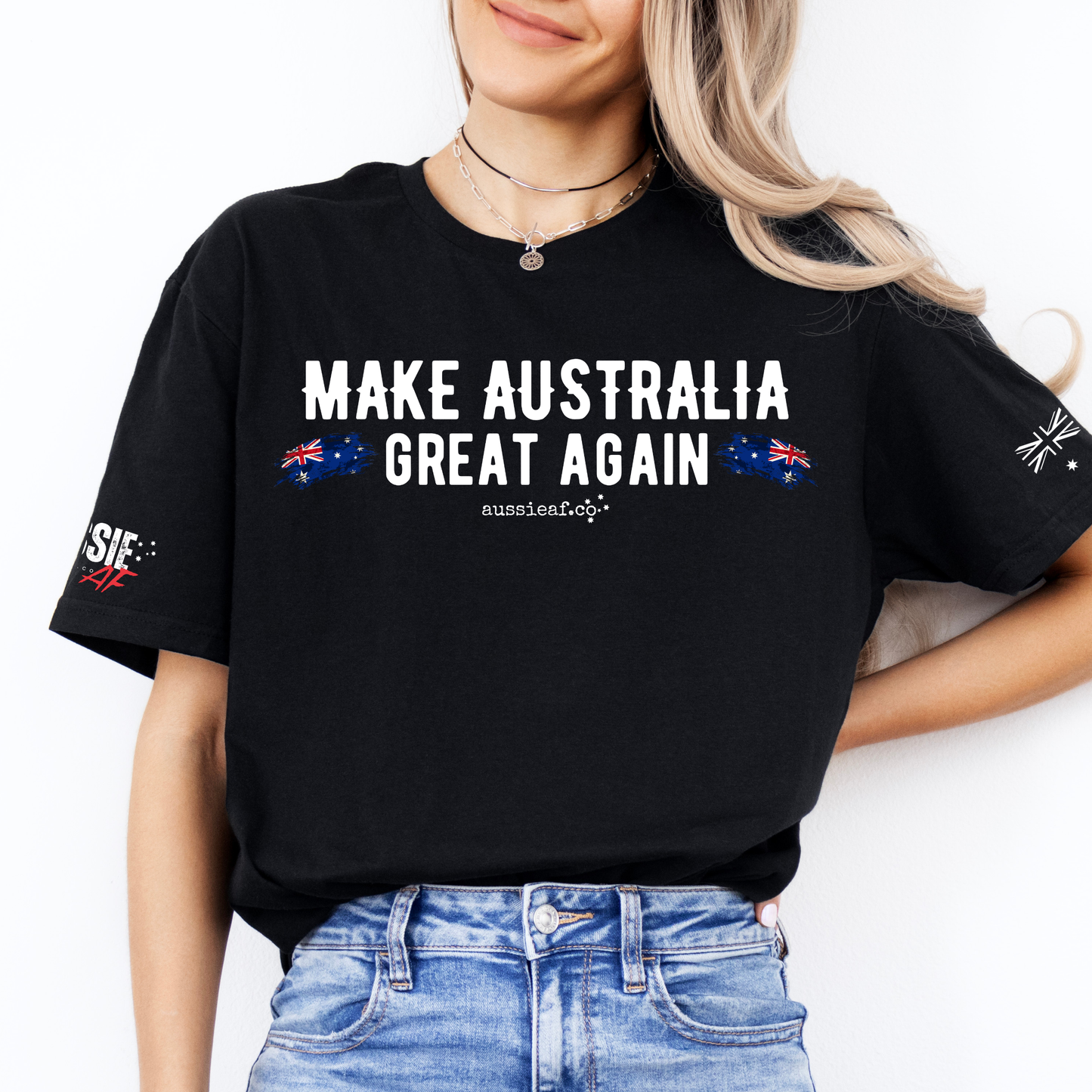Make Australia Great Again Australian Flag Unisex T-Shirt with Sleeve Printing