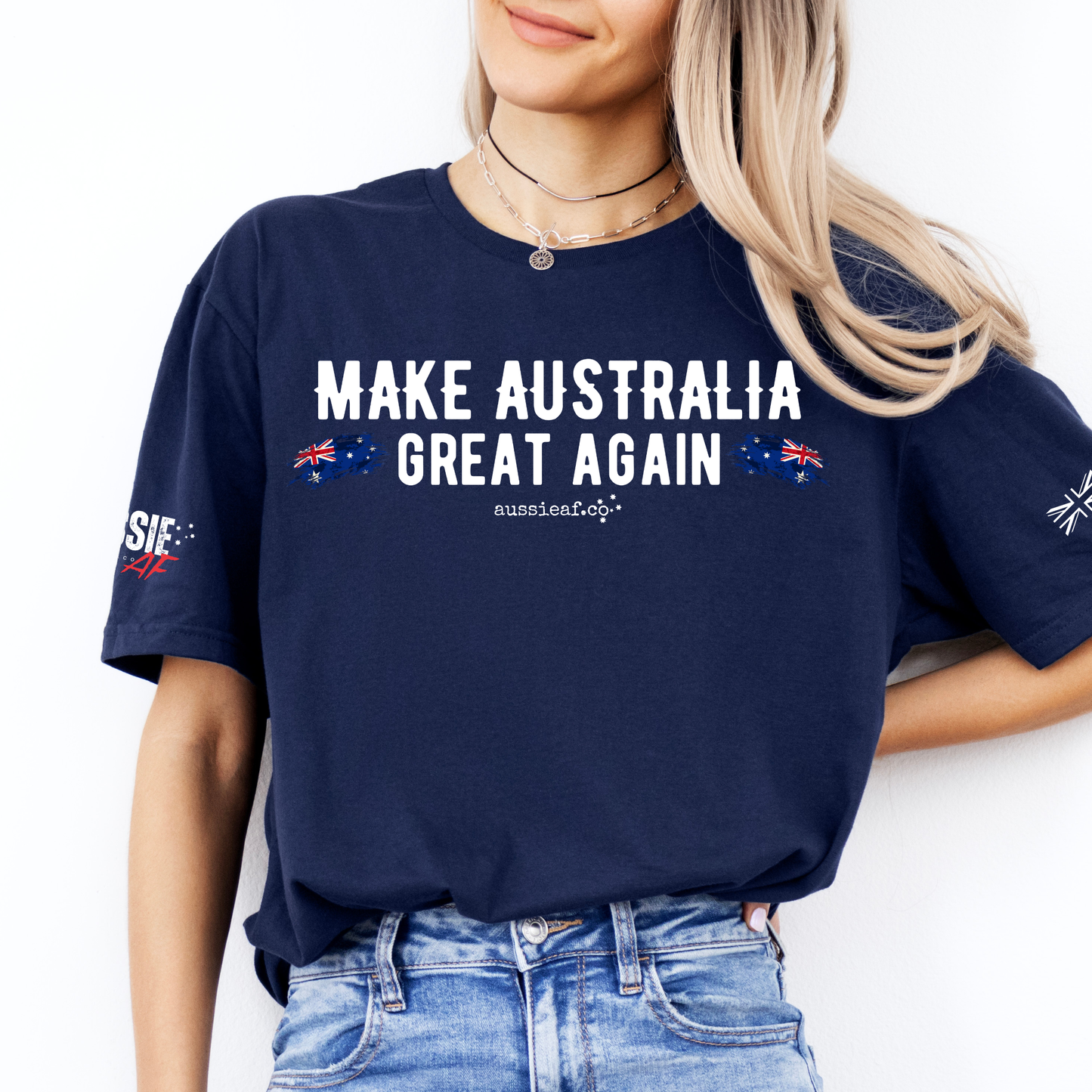 Make Australia Great Again Australian Flag Unisex T-Shirt with Sleeve Printing