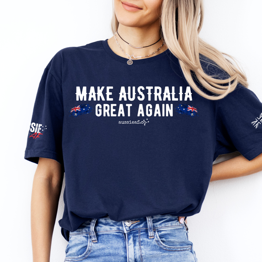 Make Australia Great Again Australian Flag Unisex T-Shirt with Sleeve Printing