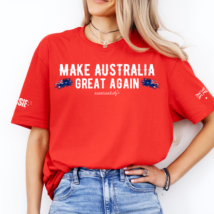 Make Australia Great Again Australian Flag Unisex T-Shirt with Sleeve Printing