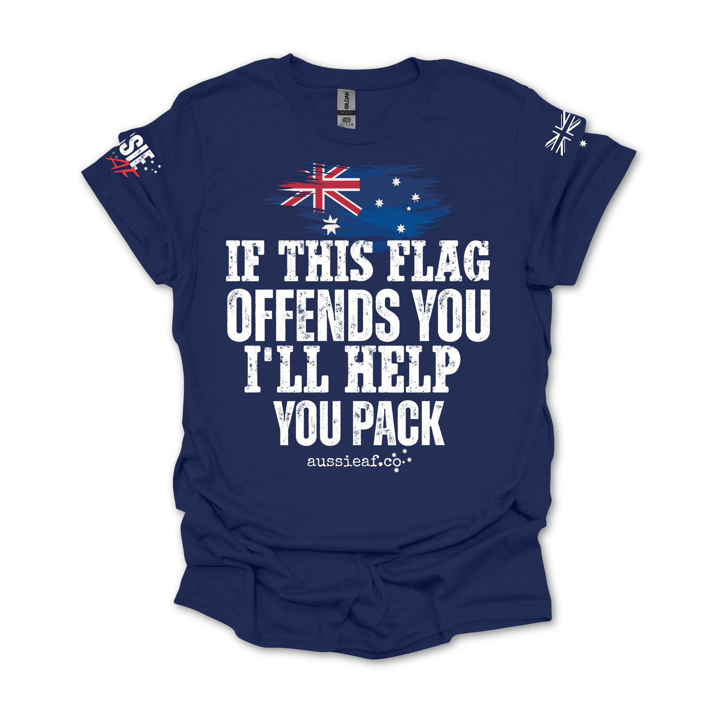 If This Flag Offends You I’ll Help You Pack Shirt - Aussie Flag T-Shirt | Patriotic Australia Tee | Proud Aussie Gift for Men & Women
