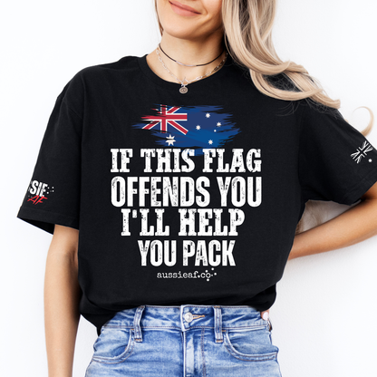 If This Flag Offends You I’ll Help You Pack Shirt - Aussie Flag T-Shirt | Patriotic Australia Tee | Proud Aussie Gift for Men & Women