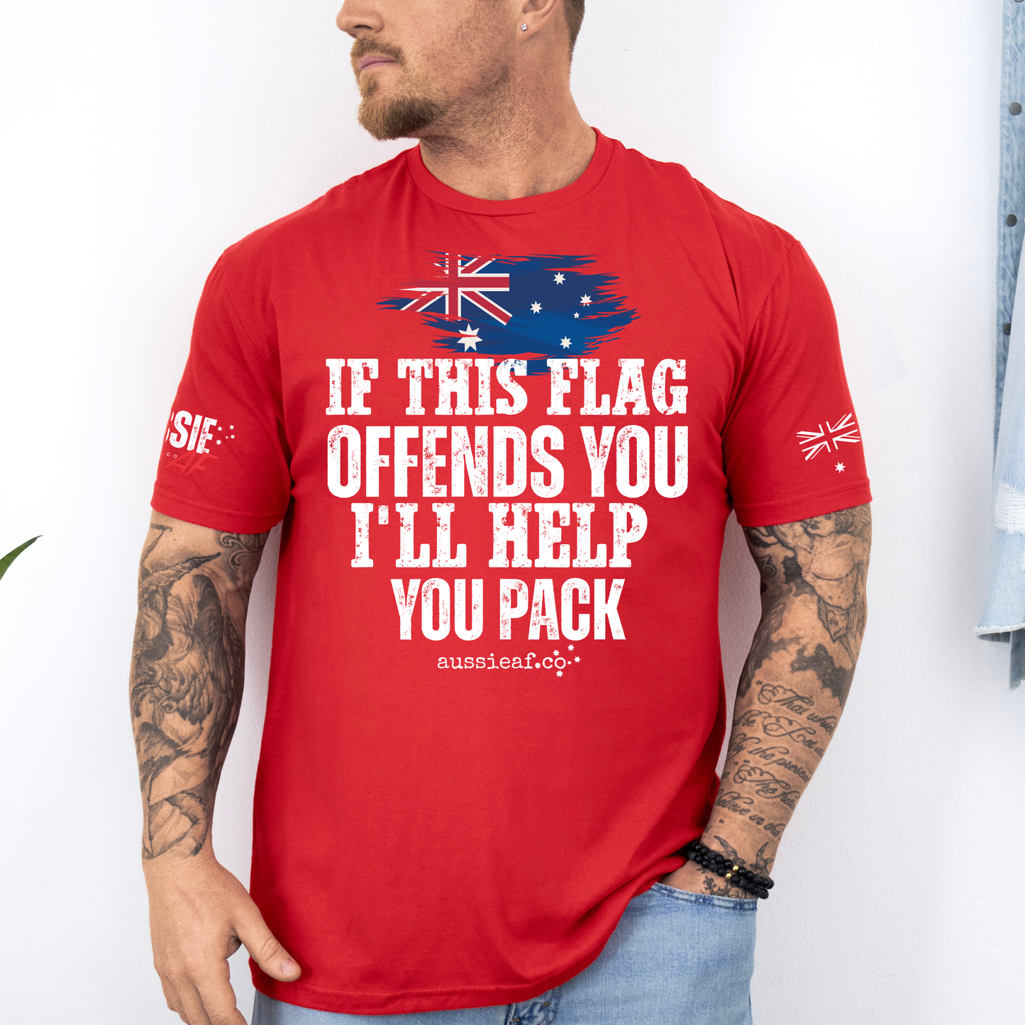 If This Flag Offends You I’ll Help You Pack Shirt - Aussie Flag T-Shirt | Patriotic Australia Tee | Proud Aussie Gift for Men & Women