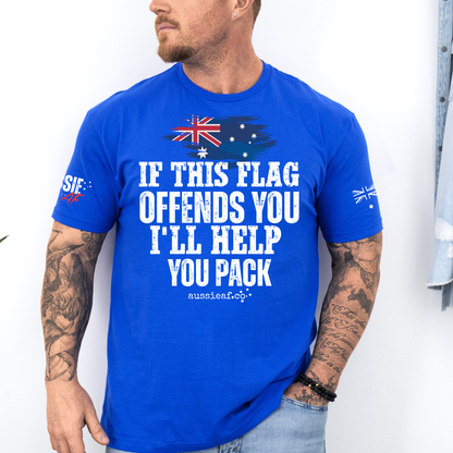 If This Flag Offends You I’ll Help You Pack Shirt - Aussie Flag T-Shirt | Patriotic Australia Tee | Proud Aussie Gift for Men & Women