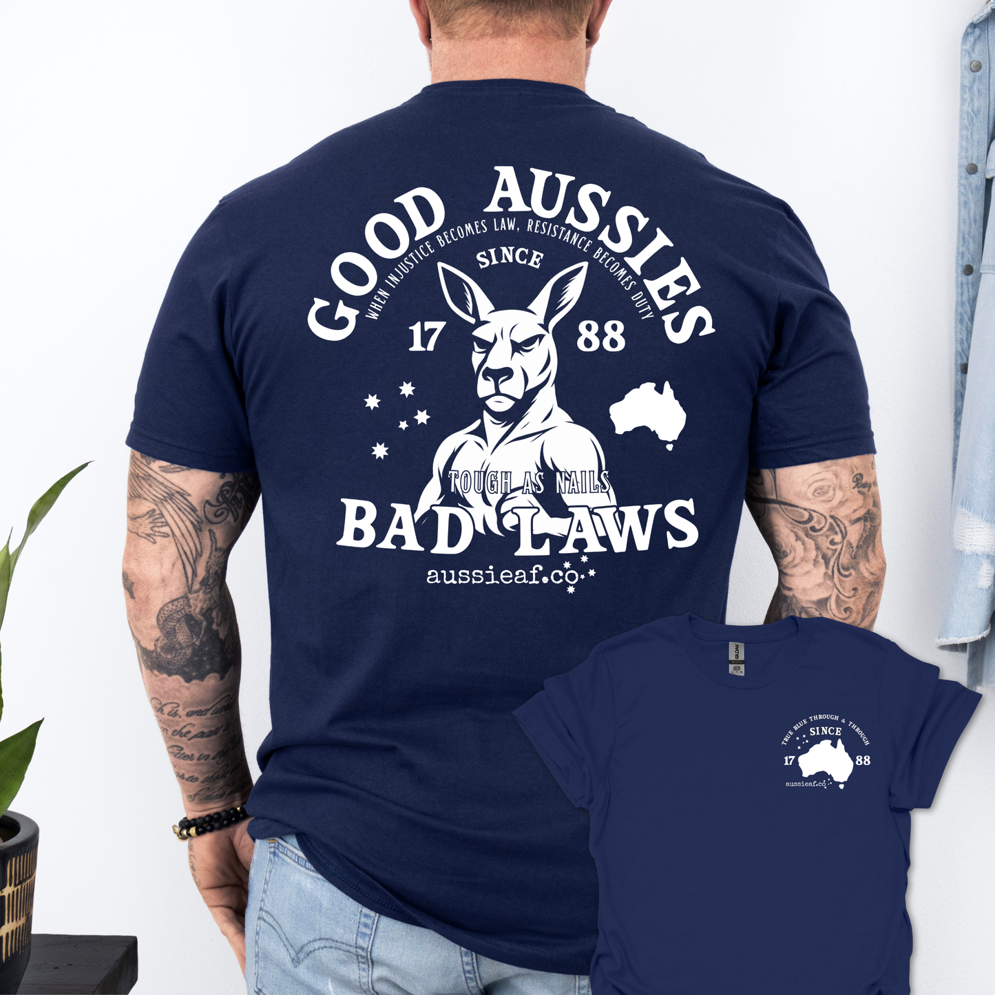 Good Aussies Bad Laws T Shirt | Patriotic Aussie Shirt with Kangaroo Design | Australian Pride Tee for Men and Women | AussieAF Clothing