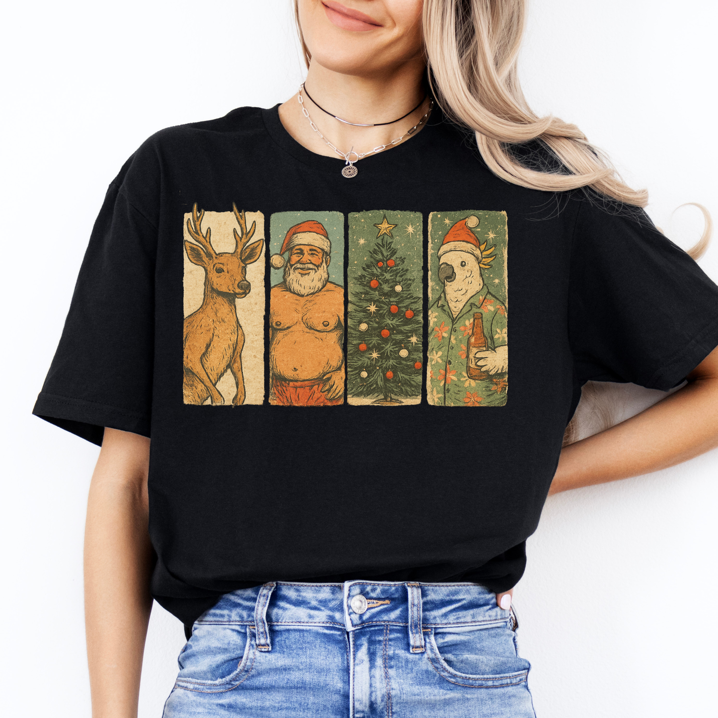 Vintage Aussie Christmas Tee | Kangaroo Santa Design