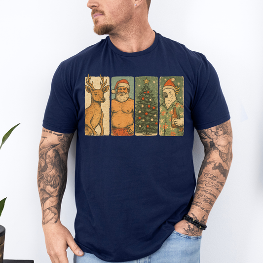 Vintage Aussie Christmas Tee | Kangaroo Santa Design