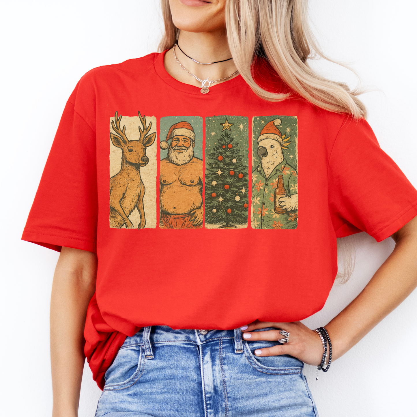 Vintage Aussie Christmas Tee | Kangaroo Santa Design