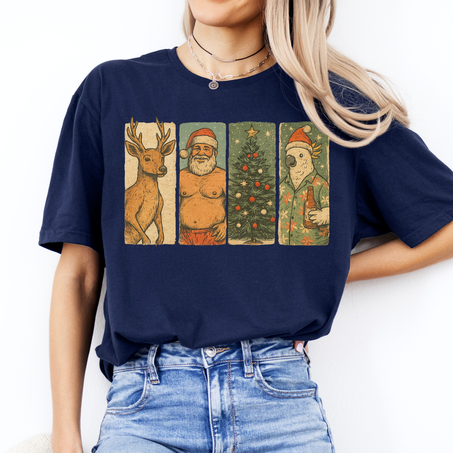 Vintage Aussie Christmas Tee | Kangaroo Santa Design