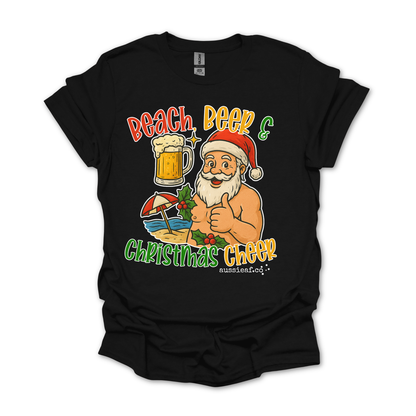 Beach Beer & Christmas Cheer Tee | Aussie Santa Shirt