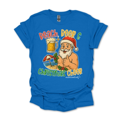 Beach Beer & Christmas Cheer Tee | Aussie Santa Shirt